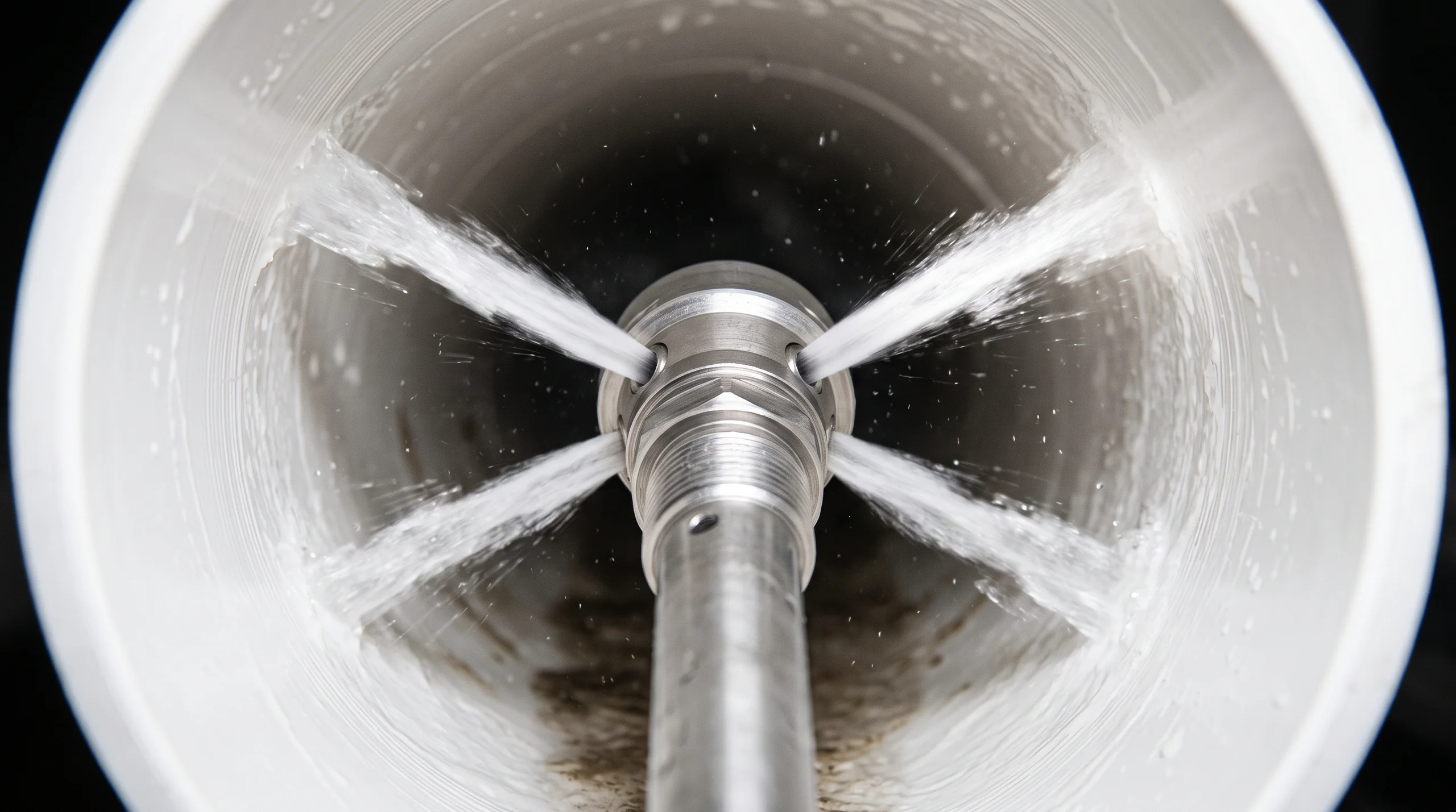 Strumienie wody z dyszy hydropiaskującej podczas czyszczenia